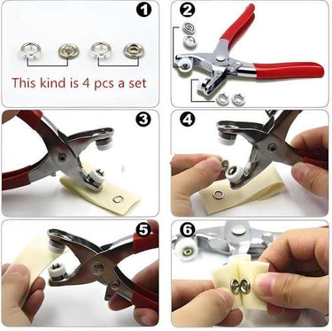Metal Studs-100 Sets Silver Colors 9.5mm Metal Copper Prong Snap Buttons With Pliers ⭐⭐⭐ ⭐ ⭐